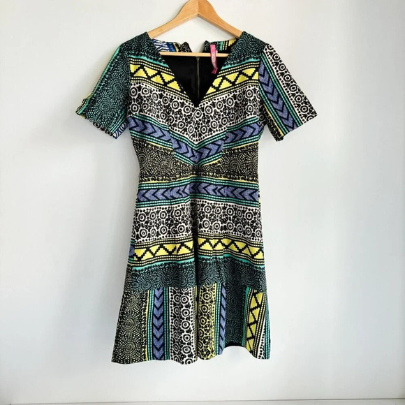 Plenty by Tracy Reese Geometric Print Colorful Mini Dress 10 - Picture 3 of 7